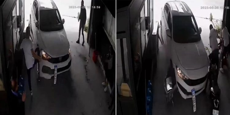 İş yerine giren araba süratle kaçtı: 1 kişi yaralandı