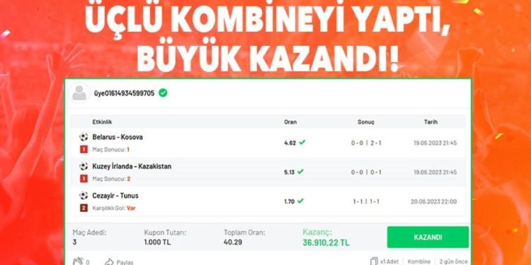 3 maçlık iddaa kuponu yaptı, 36 bin 910 TL kazandı! Ulusal maçlar…