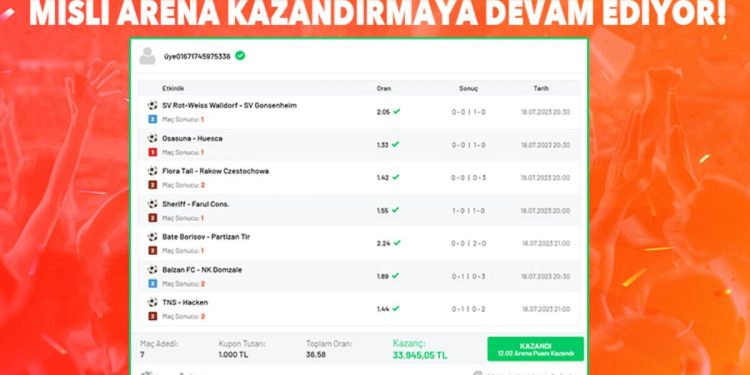 7 maçlık iddaa kuponu ile 33 bin 945 TL kazandı