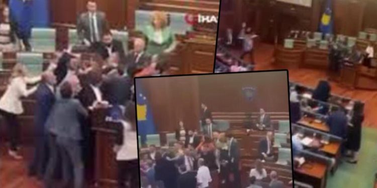 Kosova Parlamentosu’nda hengame çıktı… Yumruklar havada uçuştu