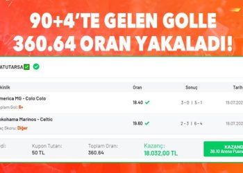 Mucize üzere iddaa kuponu! 90+4 gelen golle 18 bin 32 TL kazandı…