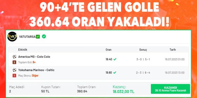 Mucize üzere iddaa kuponu! 90+4 gelen golle 18 bin 32 TL kazandı…