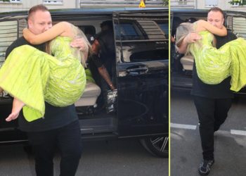 Seni şakacı! Yürümekten yorulunca muhafazası kucağında taşıdı