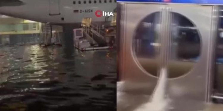 Almanya’da şiddetli yağışlar: Frankfurt Havalimanı’nı su bastı