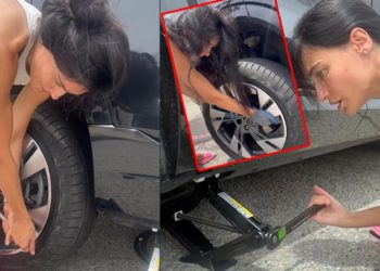 Bijon anahtarını aldı lastik değiştirdi! Komşusunun yardımına ünlü oyuncu yetişti…