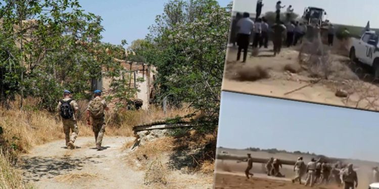 Kıbrıs’ta ‘yol çalışması’ gerilimi! BM askerleri ile Türk askerleri karşı karşıya geldi