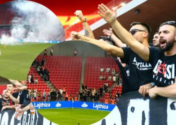 Tirana – Beşiktaş maçında iki kulüp taraftarları ortasında kavga! Kadrolar soyunma odasına gitti, maç geç başladı