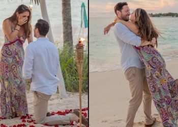 Ünlü ailenin keyifli günü: Sevgilisi önünde diz çökünce memnunluktan ağladı