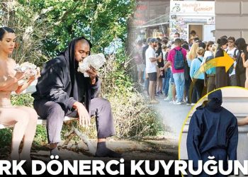 Kanye West ve eşi Bianca Censori Türk dönerci kuyruğunda