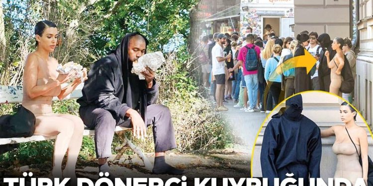 Kanye West ve eşi Bianca Censori Türk dönerci kuyruğunda