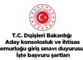 T.C. Dışişleri Bakanlığı – Aday konsolosluk ve ihtisas memurluğu giriş imtihanı duyurusu…  İşte müracaat kaideleri
