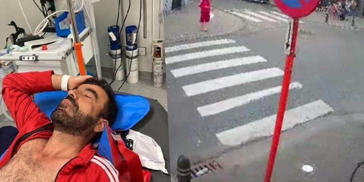 Yaya geçidindeki Türk vatandaşa otomobil çarptı! O anlar saniye saniye görüntülendi…