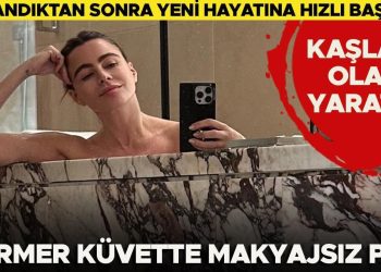Boşandıktan sonra yeni hayat: Mermer küvette makyajsız poz…Kaşları olay yarattı