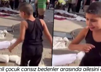 Gazze’den acı imajlar… Filistinli çocuk cansız vücutlar ortasında ailesini aradı