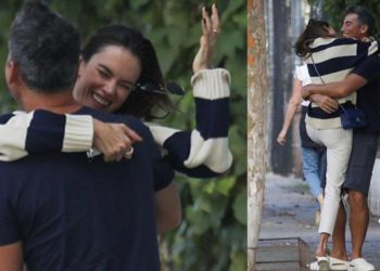 Sokak ortasında hasret giderdiler… Duvardaki pantolonun sahibi de ortaya çıktı!