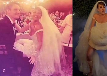 Ünlü çiftin büyük aşkında keyifli son! Gelin dans ederken kendinden geçti