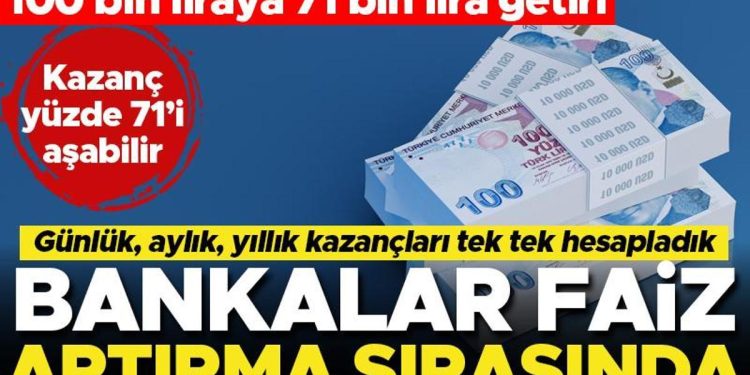 Bankalar faiz artırma sırasında! Parası olana büyük getiri… 100 bin liraya 71 bin lira yarar