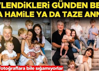 Evlendiğinden beri ya gebe ya taze anne… Ünlü çift yedi çocuklarını fotoğraflara bile sığdıramıyor