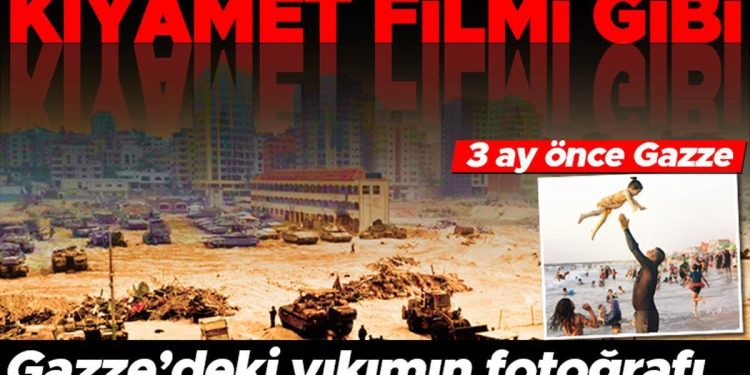 Gazze’de yıkımın fotoğrafı… Çocukların oynadığı kumsalda tanklar var