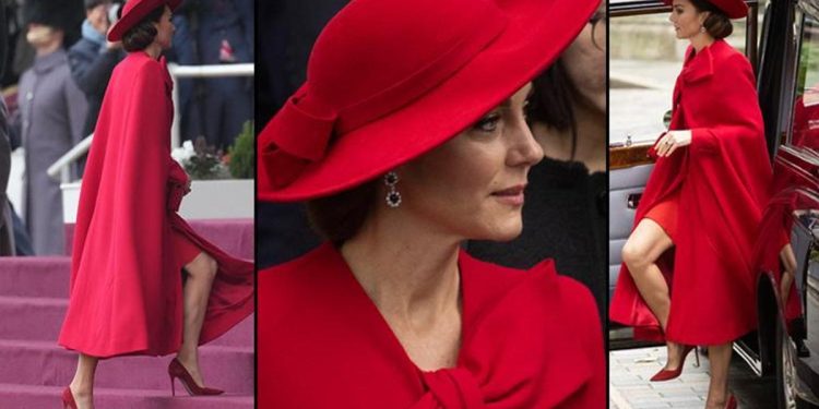 Kırmızılı Kate rüzgar üzere esti, geçti… Kimsenin gözü Camilla’yı görmedi