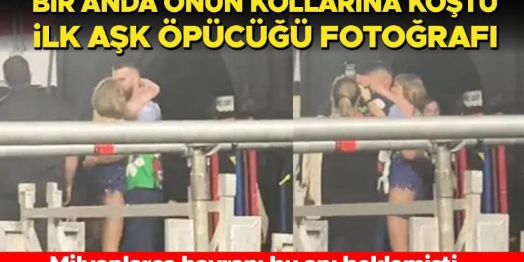 Konseri bittiği üzere sevgilisinin kollarına koştu: Birinci aşk öpücüğünün fotoğrafı