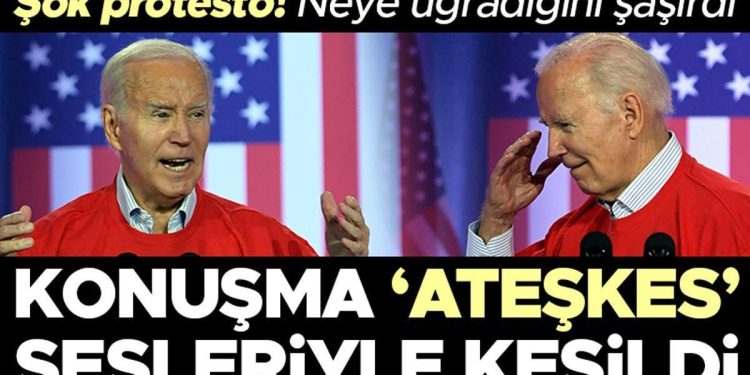 Son dakika: Biden’ı şoke eden Gazze protestosu! Konuşması ateşkes sesleriyle kesildi