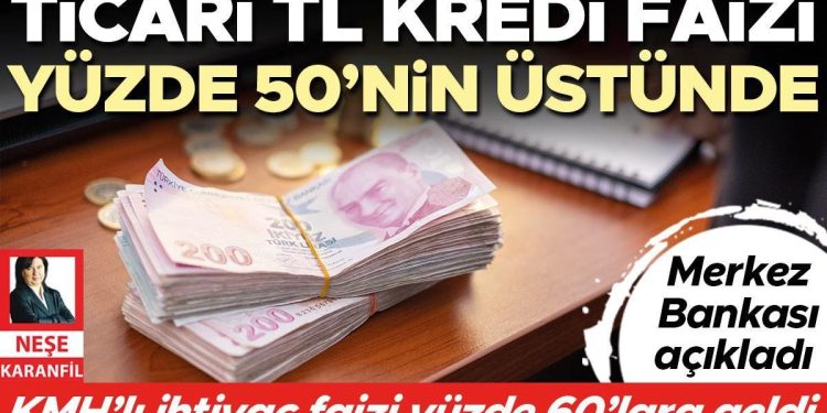 Ticari TL kredi faizi yüzde 50’nin üstünde