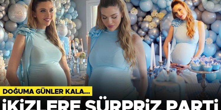 Doğuma günler kaldı… İkizler için sürpriz parti