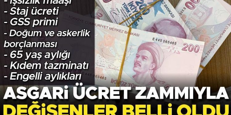 Minimum fiyat artırımıyla değişenler muhakkak oldu… İşte yeni işsizlik maaşı, staj fiyatı, GSS primi, doğum ve askerlik borçlanması, 65 yaş aylığı, kıdem tazminatı, engelli aylıkları