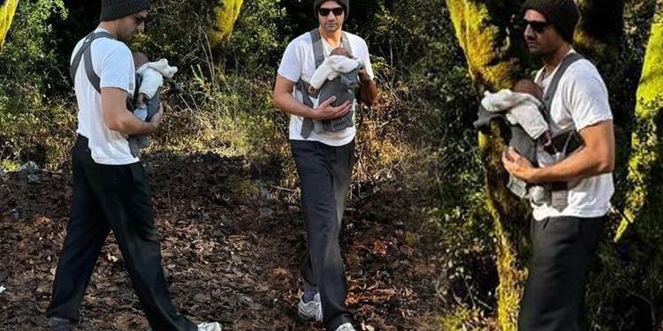 Ünlü oyuncudan  17 günlük oğlu ile birinci poz