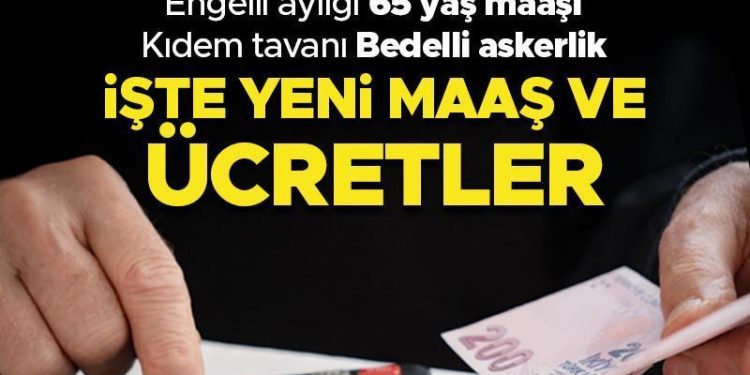 Engelli aylığı, 65 yaş aylığı, kıdem tazminatı tavanı, bedelli askerlik, konutta bakım yardımı… İşte yeni maaş ve fiyatlar