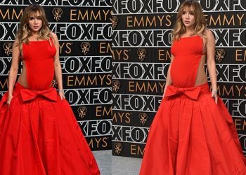 Karnı burnunda kırmızı halıda… Elbisesi üstüne uysun diye paramparça ettiler!