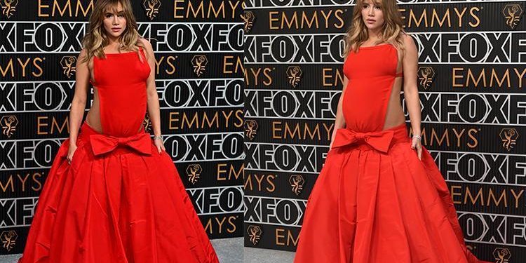 Karnı burnunda kırmızı halıda… Elbisesi üstüne uysun diye paramparça ettiler!