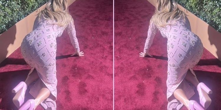 Ödül gecesine bu imajlar damga vurdu: Bir anda kırmızı halıda emeklemeye başladı