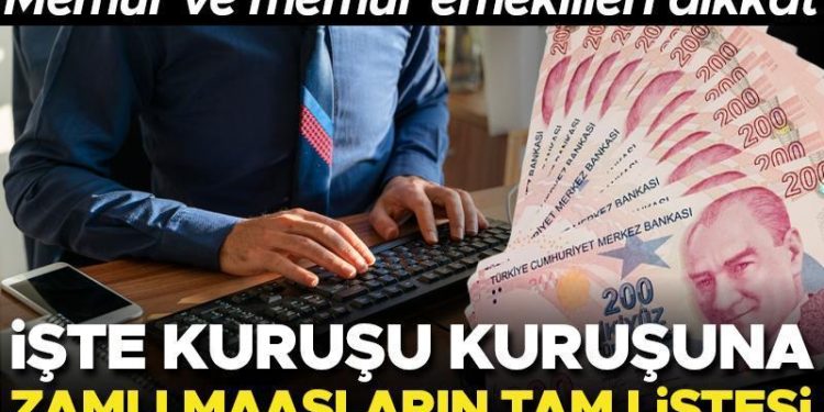 Son dakika… Milyonlarca memur ve memur emeklisini ilgilendiriyor! İşte kuruşu kuruşuna artırımlı maaşların tam listesi