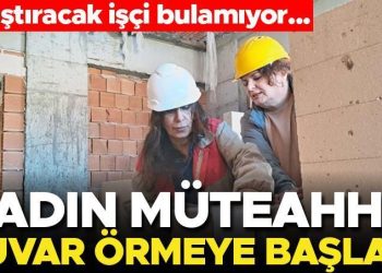 Bayan müteahhit emekçi bulamadı, inşaatta kendisi çalışmaya başladı