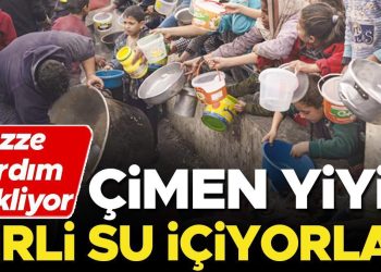Gazze yardım bekliyor… Çimen yiyip kirli su içiyorlar