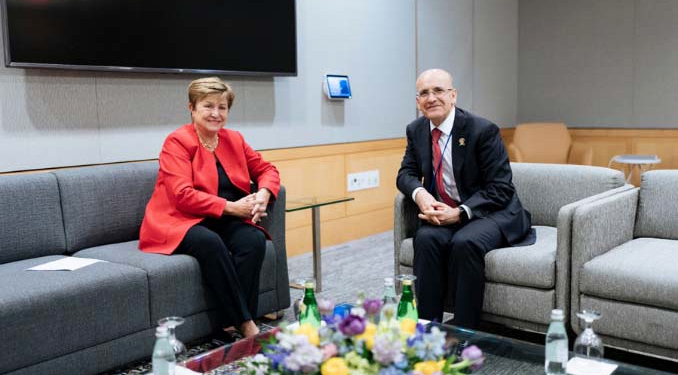 Mehmet Şimşek, IMF Başkanı Georgieva ile bir araya geldi