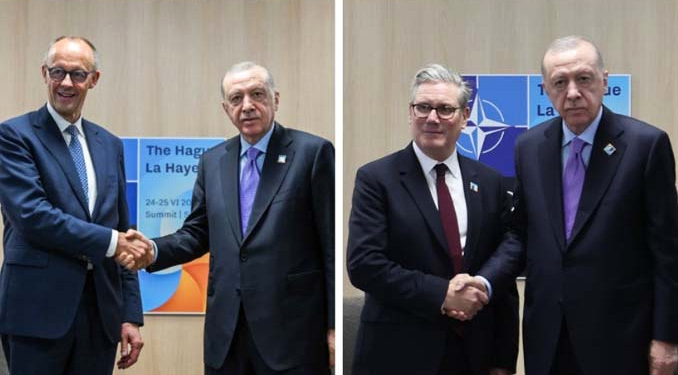 Erdoğan, NATO Zirvesi’nde Starmer ve Merz ile görüştü